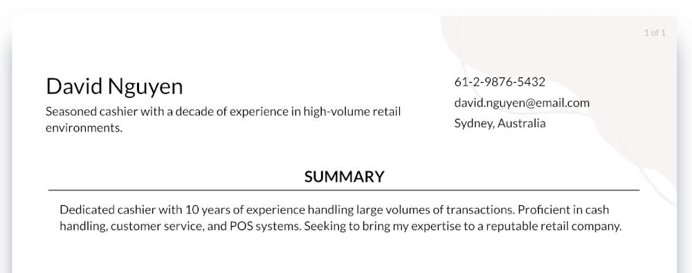 experienced cashier career objective samples