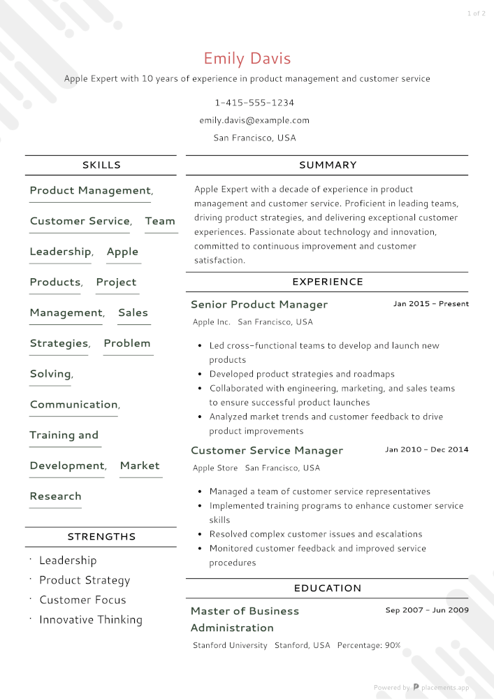 Expert Apple Resume